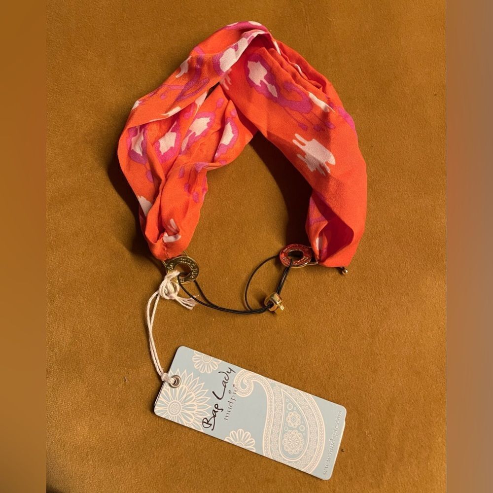 Mud Pie Bag Lady Headband in Orange & Pink NWT